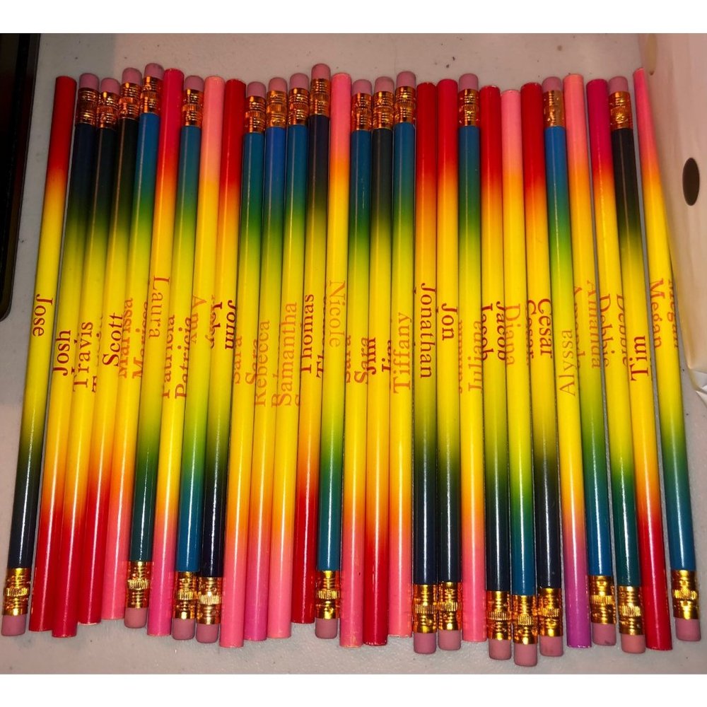 Personalized Rainbow Pencils Engraved Pencils Kids School Supplies‎ Party Favors